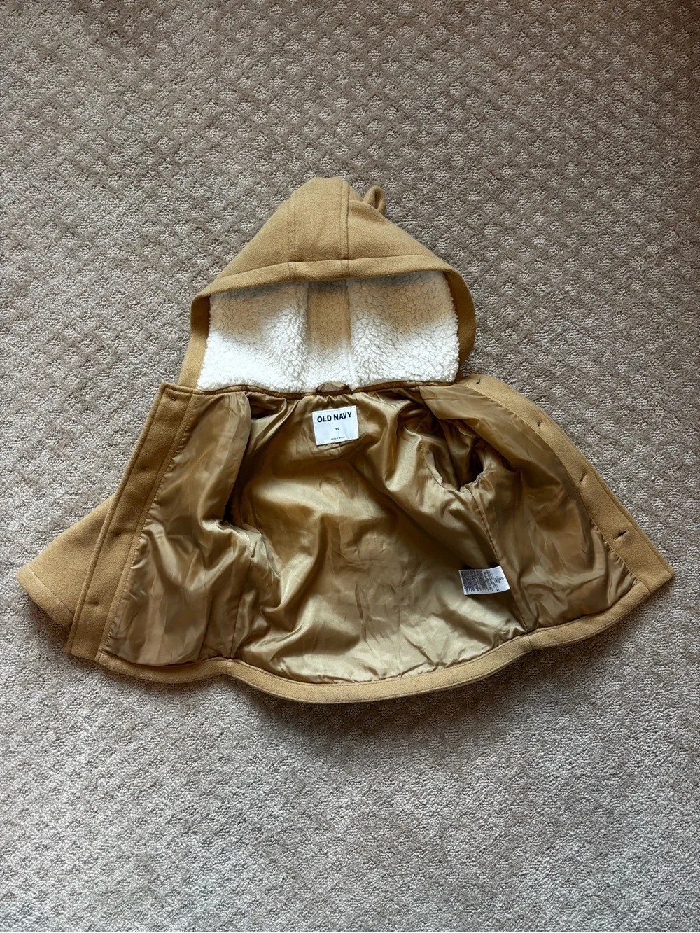 2T Old Navy Bear Ears Felt Jacket with Lined Hood